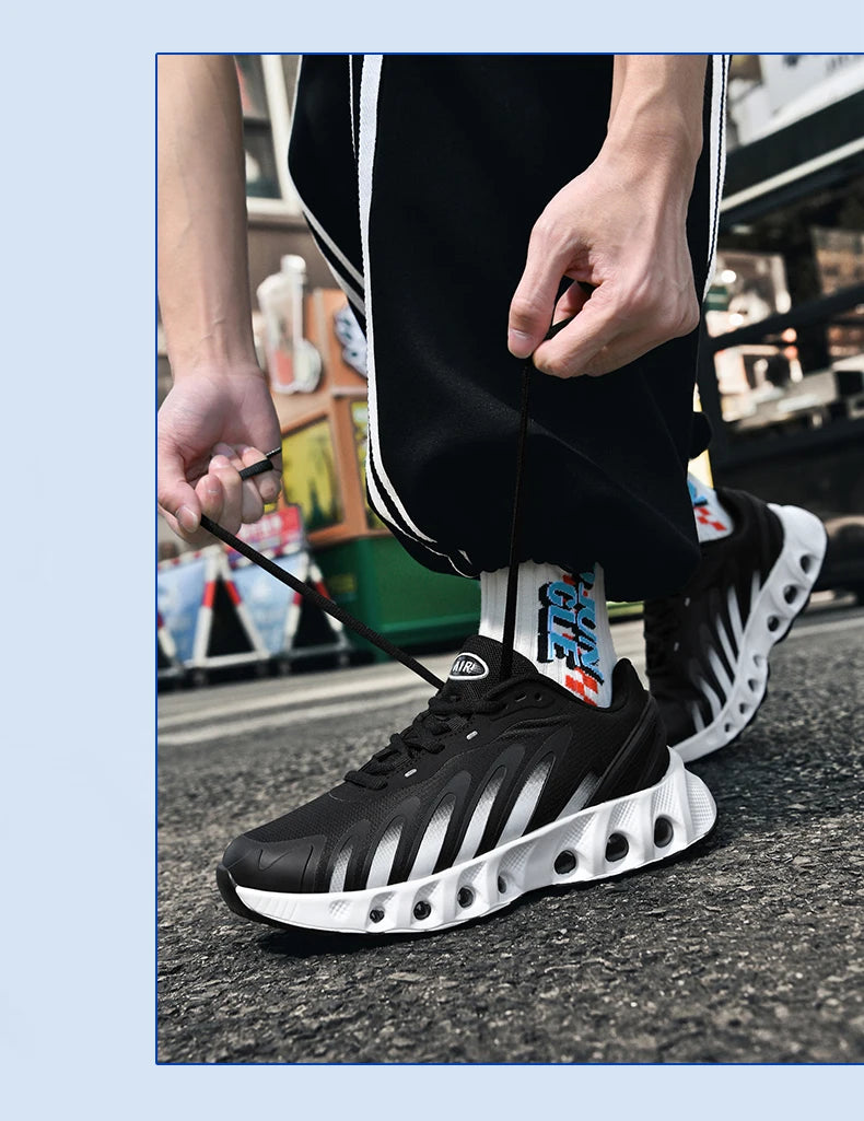 New men's sneakers PU air cushion anti-slip shock absorber running shoes outdoor lightweight and breathable mesh running shoes
