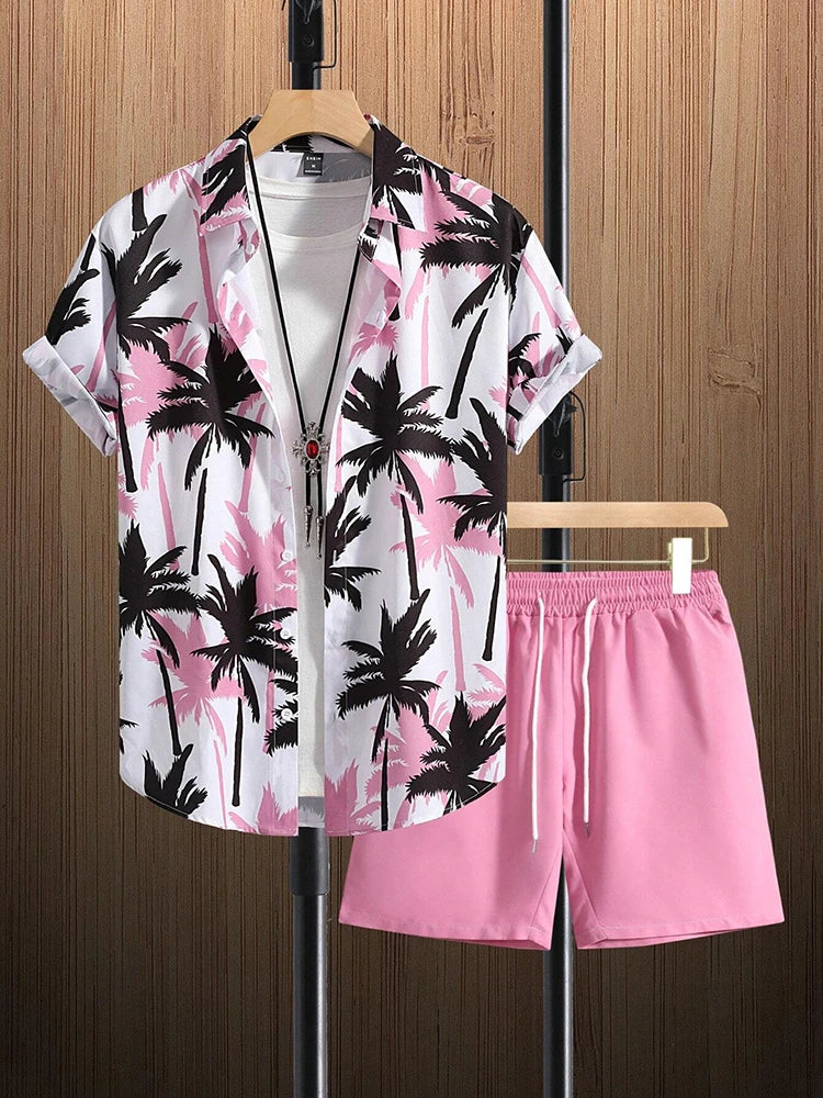 Hawaiian Men's Short Sleeve Shirt And Beach Shorts Set Beach Party Men's Shorts Summer Vacation Fashion Men's Casual Shirt