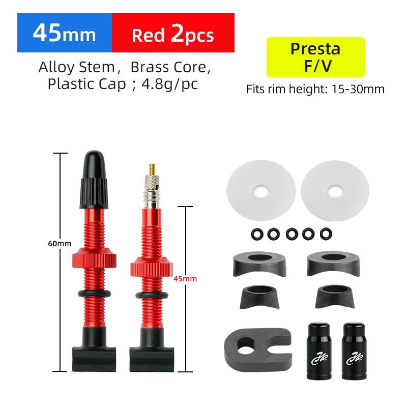 Presta Nozzles W/ Uni-body Rectangle Base for Bicycle Tubeless Rim F/V Valve Nipples MTB Road Bicycle Carbon Wheelset Tire Part