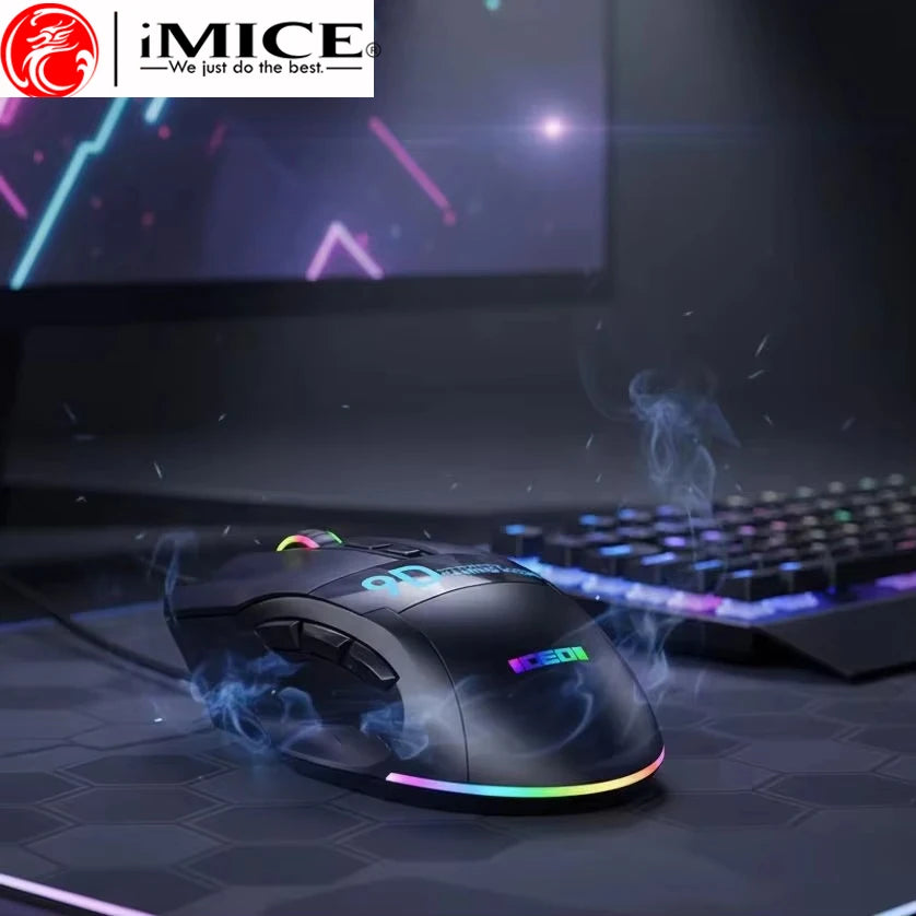 RGB Light Wired Gaming Mouse,Multi-Keys,9 Buttons,DPI Adjustable Ergonomic Design Programmable Mouse For Laptop PC Computer