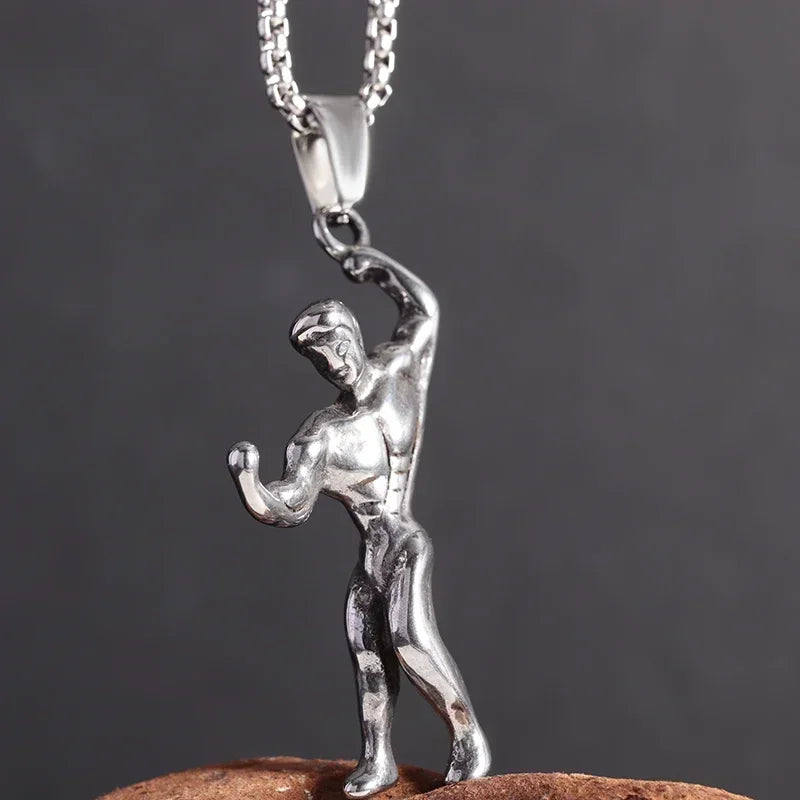 Stainless Steel Barbell Dumbbell Pendant Men\\'s Fitness Bodybuilding Necklace Women\\'s Gym Casual Sports Jewelry