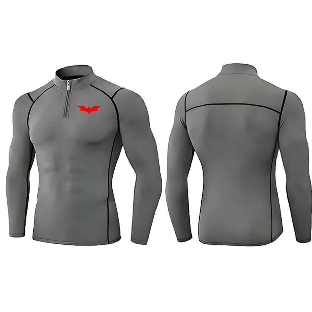 2025 Men's Bat Print Compression Shirt Quick Dry T-Shirt Gym Running Jersey Breathable Short Sleeve S-3XL