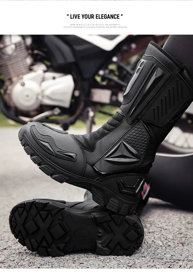 Moto Boots Motorcycle Breathable Off-road Men Women Leather Waterproof Pull Boots 47 Locomotive Equipment Summer Cycling Shoes