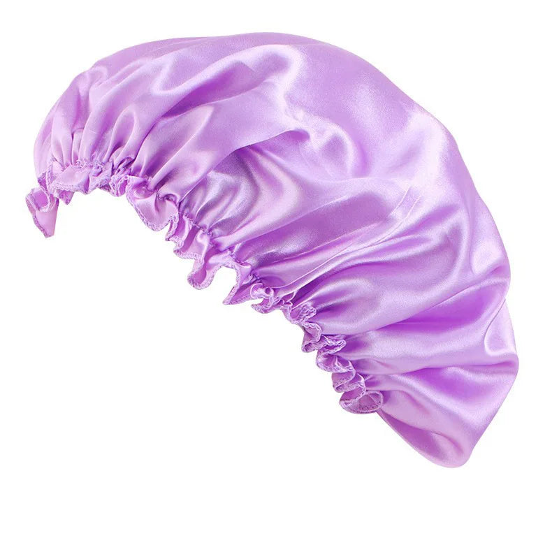 Women Solid Satin Sleeping Night Caps Elastic Band Hair Care Bonnets Used To Hair Care