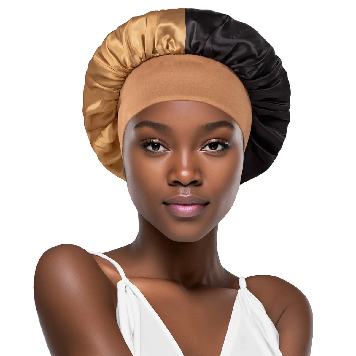 Women Wide Edge Satin Bonnet Sleeping Hat Double Colors Round Shower Caps Unisex Cap Apparel Accessories