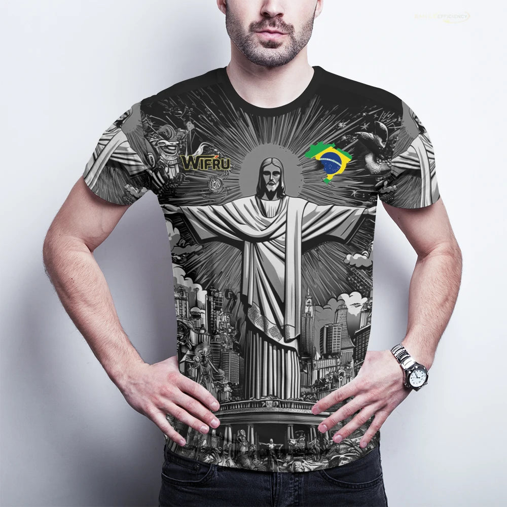 Summer New Brazil Jesus Soccer Jerseys Wifru Outdoor Football Training Breathable Uniforms Men's Quick-drying Tshirts Kid's Tops