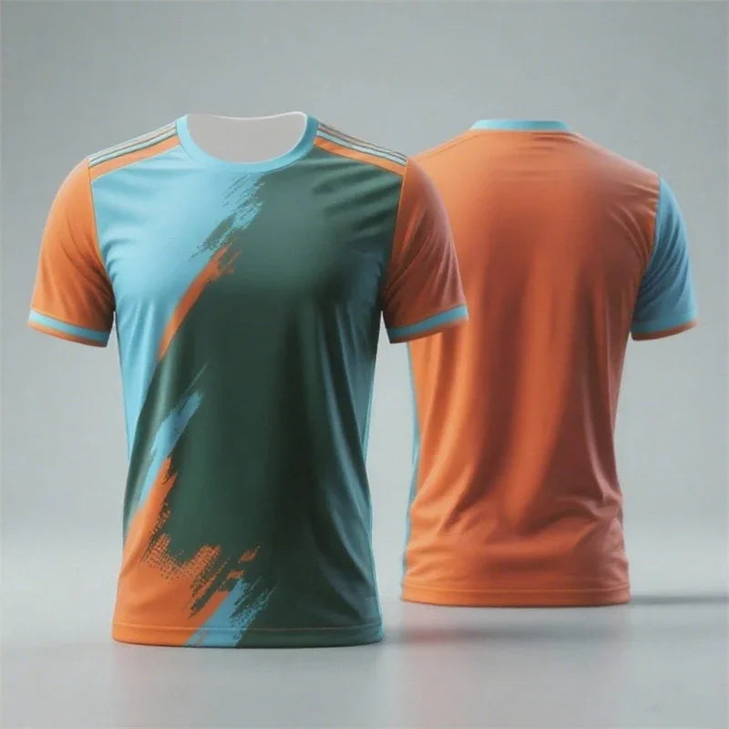Fashionable and simple sports T-shirt, featuring a contrasting color design. It is a suitable casual T-shirt for summer fitness