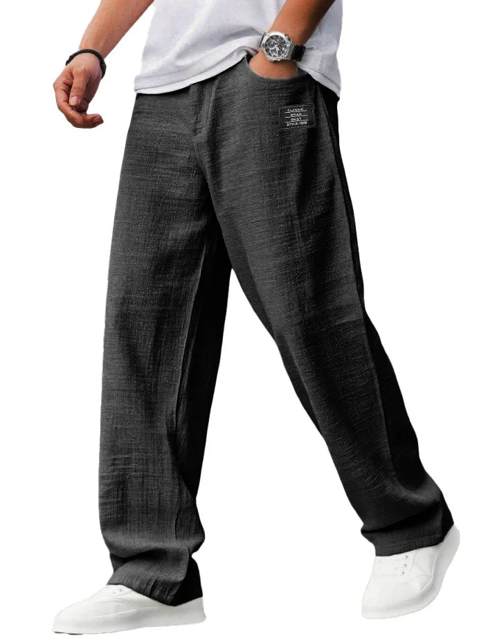 2026 Vintage Men's Loose Straight Pants Casual Breathable Badge Streetwear Trousers Fashion Daily Sports Jogger Pants For Men
