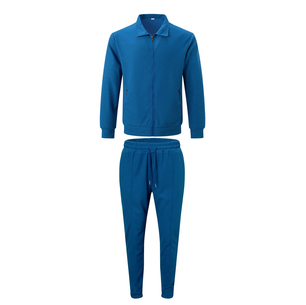 The new 2025 spring and autumn sports men's youth popular solid color jacket jacket trousers two leisure sports suit
