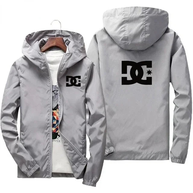 New men's hooded jacket, fashionable for outdoor use, windproof and waterproof, with zipper design, casual sports jacket