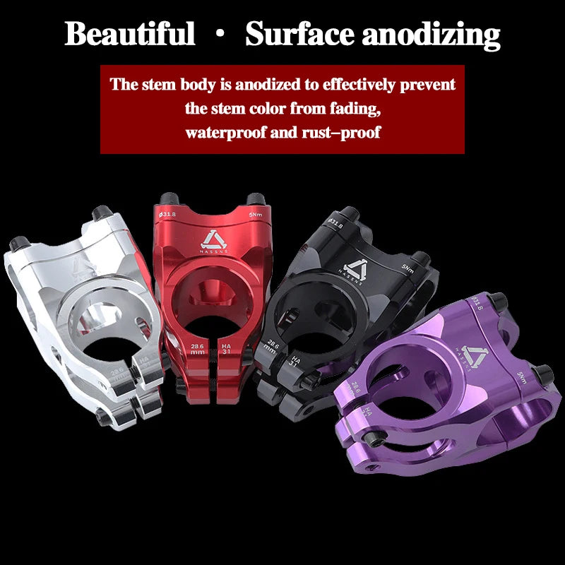 HASSNS MTB Handlebar Stem 31.8mm Road Bike Mountain Bicycle Bridge Short Power Aluminum Alloy Ultralight High-strength Short