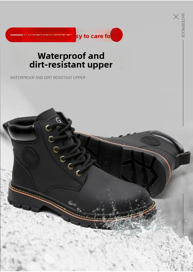 high-top Work Boots For Men Anti-smash Anti-puncture Work Shoes with Steel Toe leather safety shoes men for work waterproof shoe