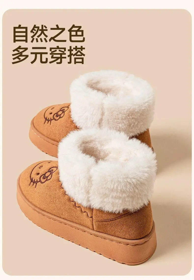 Sanrio Hello Kitty Winter Slippers Y2K Cute Cartoon Outdoor Sports Anti-Slip Slipper Casual Home Warm Shoes Universal Use Gift