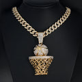 Hip Hop Rhinestone Number 23 Basketball Pendant Necklace Hiphop Iced Out Chain Sports Necklaces For Men and Women Jewelry Gift