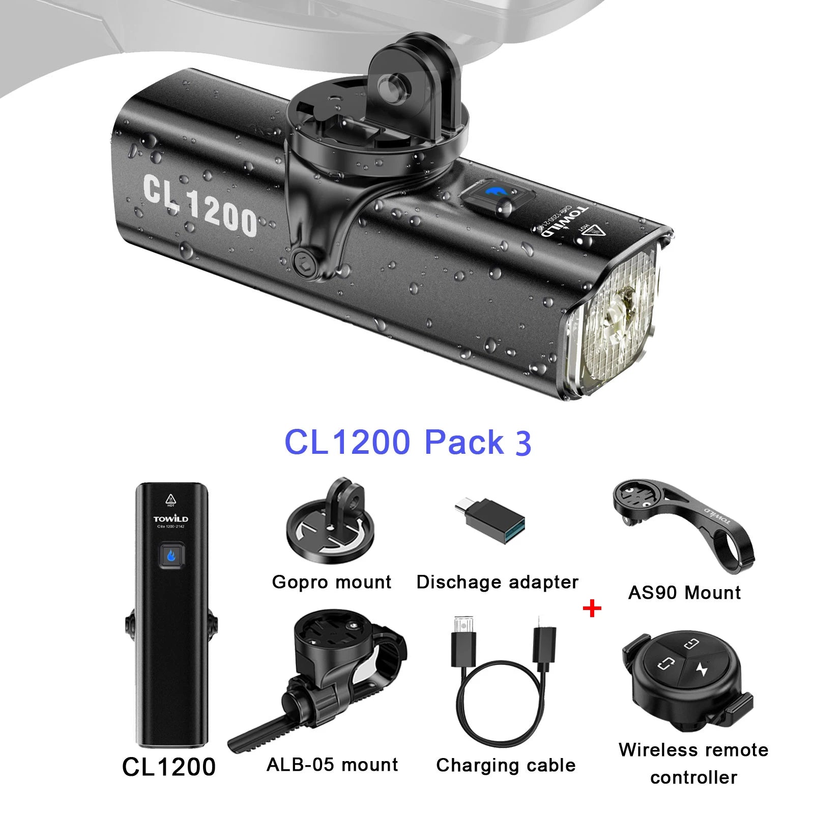 TOWILD CL1200 Smart Bike light Remote Control Bicycle Lights 5000mAh battery Type-C Rechargeable Road MTB IPX6 Bicycle headlight
