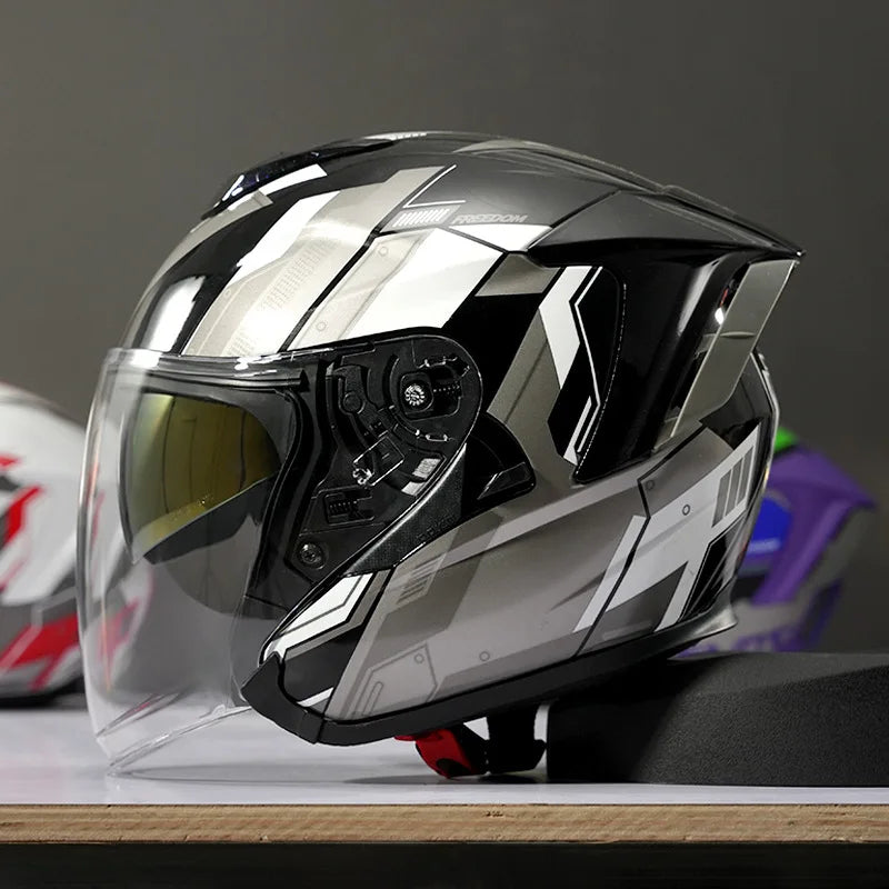 Lightweight Ventilated 3/4 Open Face Helmet DOT ECE Approves Motorbike Scooter Scooter Half Helmet Open Face Casco Moto