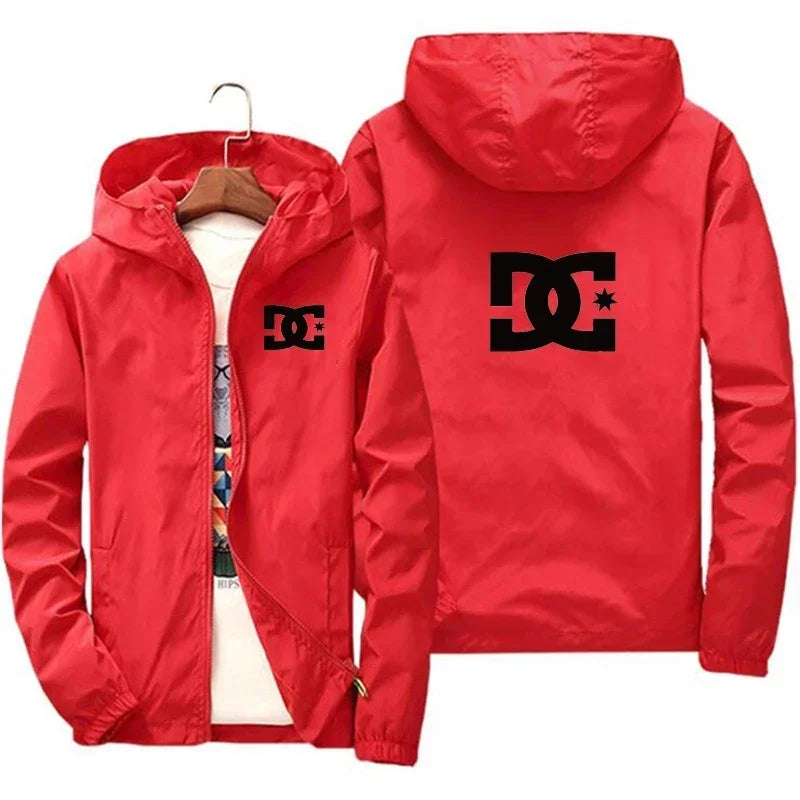 New men's hooded jacket, fashionable for outdoor use, windproof and waterproof, with zipper design, casual sports jacket