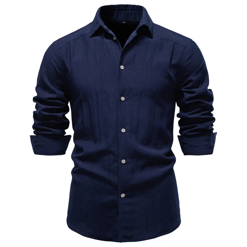 Men's Old Money Style Wrinkle Textured Long Sleeve Shirt, European Size, Business Casual, Spring New Arrival
