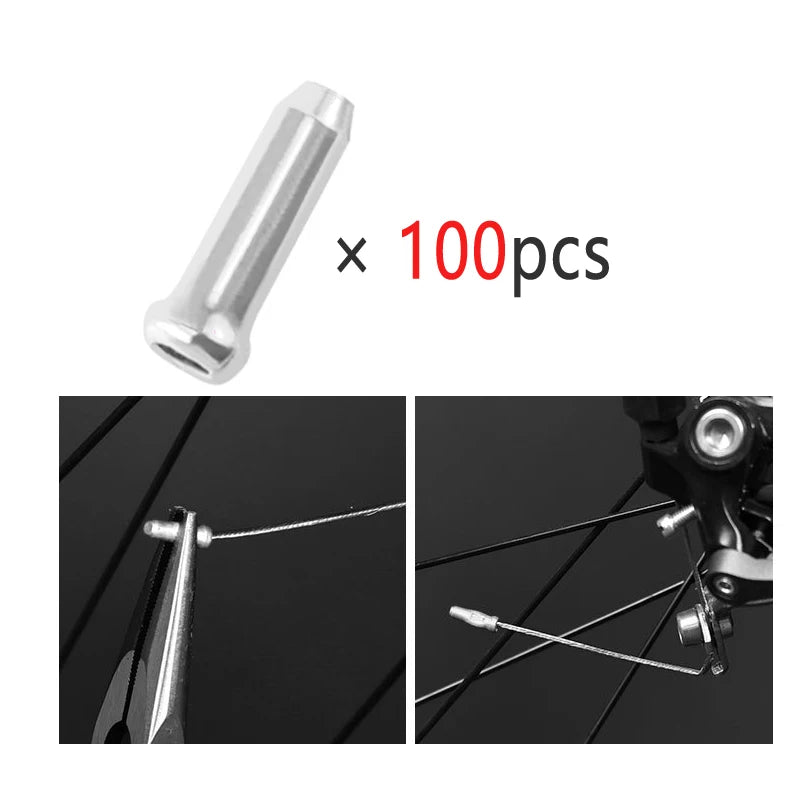 10-1000pcs Bike Cable End Fitting Aluminum Alloy Cable End Caps Bicycle Brake Derailleur Shifter Caps Crimps Tips Cycling Parts