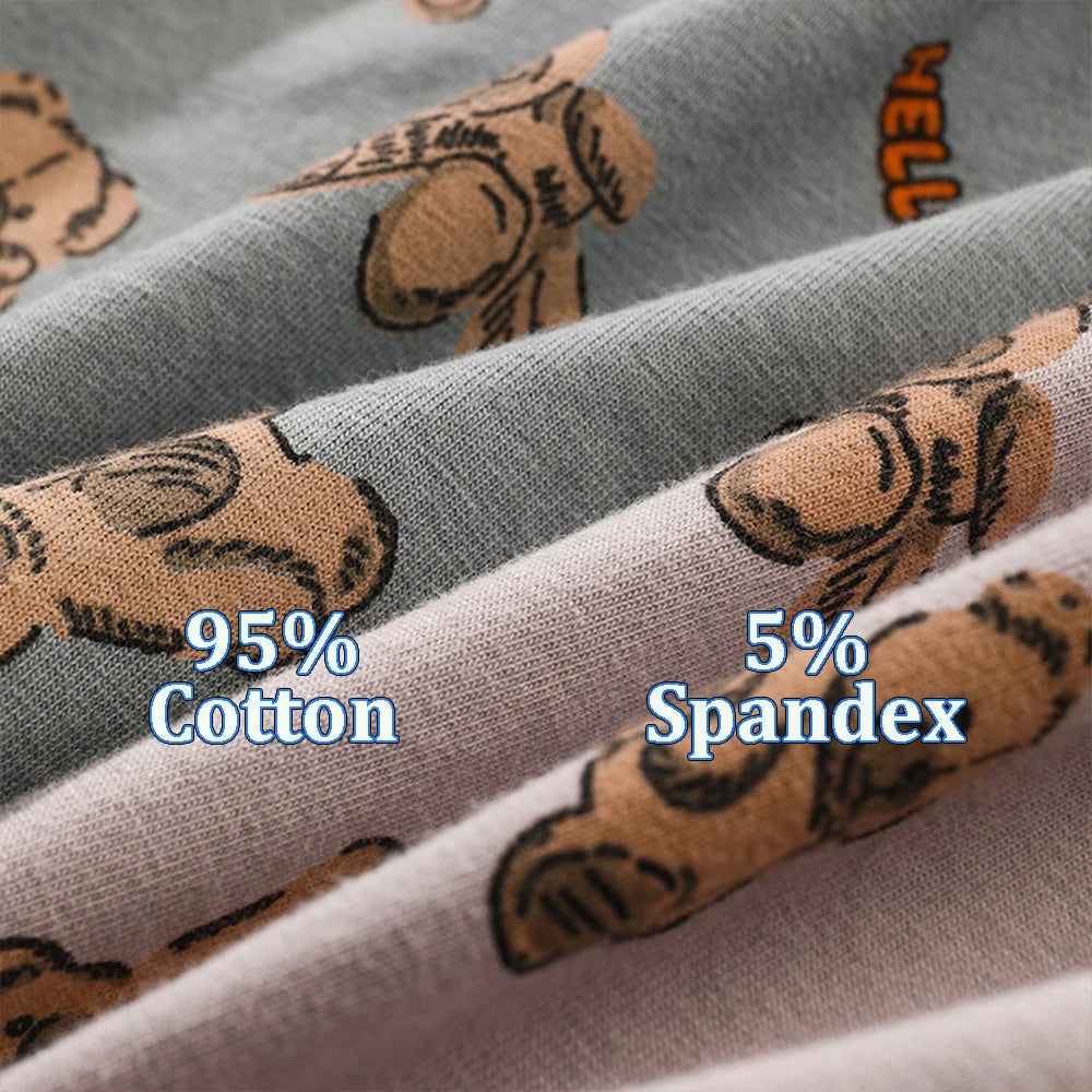 3PCS/Pack Autumn Winter Cotton Cute Bear Print Women's Panties Antibacterial Breathable Crotch Underwear Comfortable Soft Linger