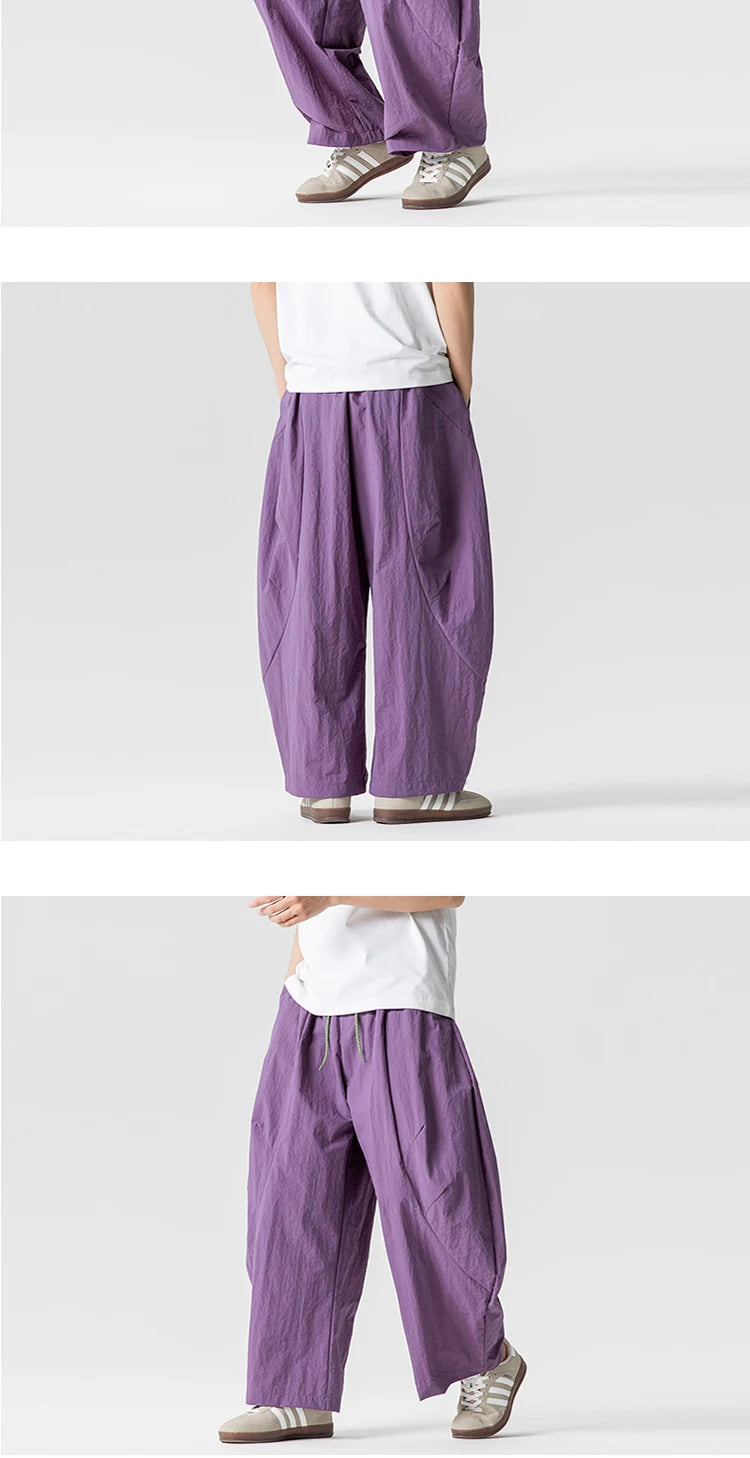 Wide Leg Pants Men and Women summer Light Thin Solid Straight Casual trousers Elastic Waist Harun Pant Loose Oversize Streetwear