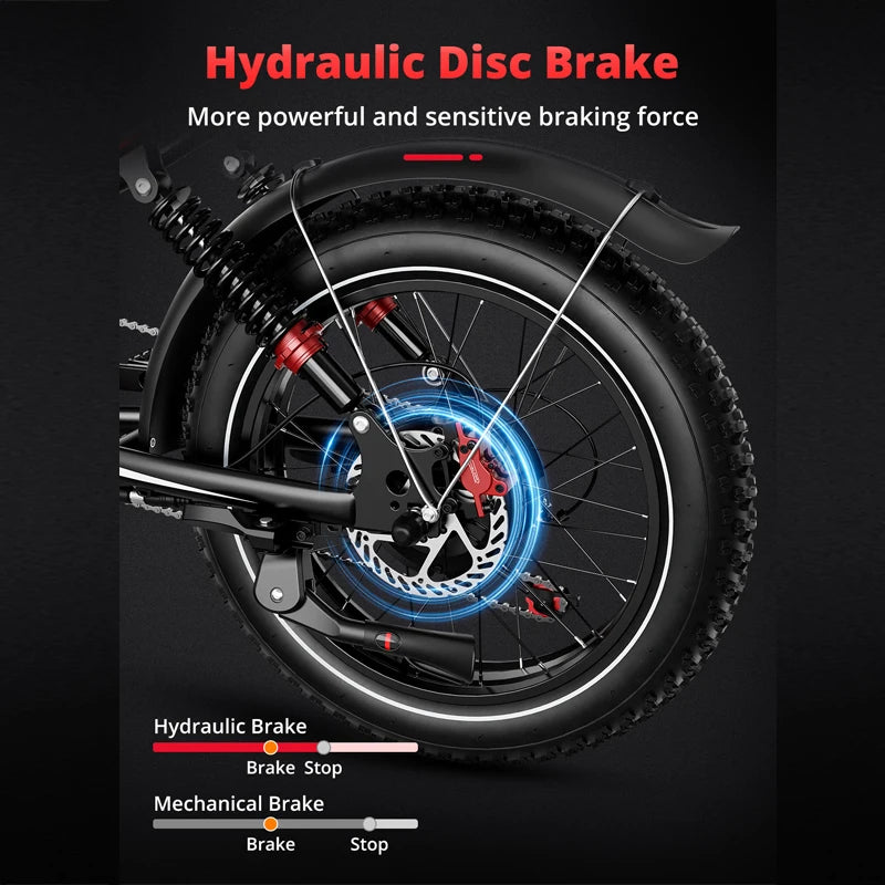 HiQiS S8 electric bike power motor 25KMH 48V 25AH dual suspension 20inch fat tires long range 50KM e-bike for adults