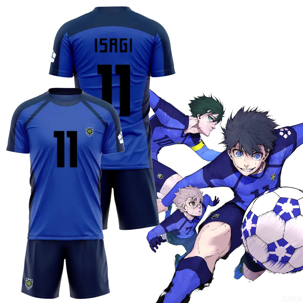 New Anime Blue Lock Short Sleeve shorts Set Futsal Football Pattern VL Replika T Shirt Sets Soccer Club Cosplay Unisex Jersey