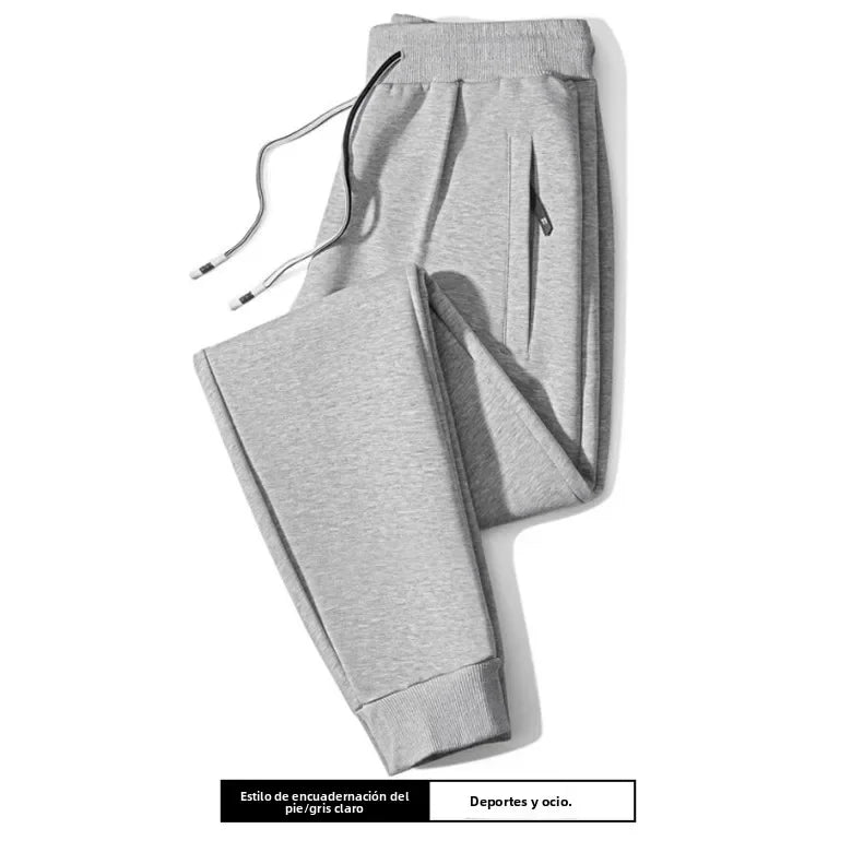 Men's Casual Straight Leg Pants Spring Autumn Loose Fit Fce Lined Bla ey Versatile Winter Trendy Brand Sweatpants
