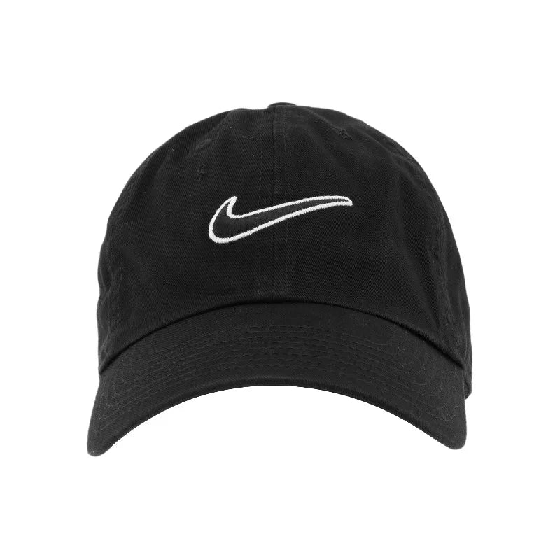 Black Nike Classic Embroidered Logo Cap | Breathable Spliced Adjustable Polyester Unisex Baseball Cap-943091-010
