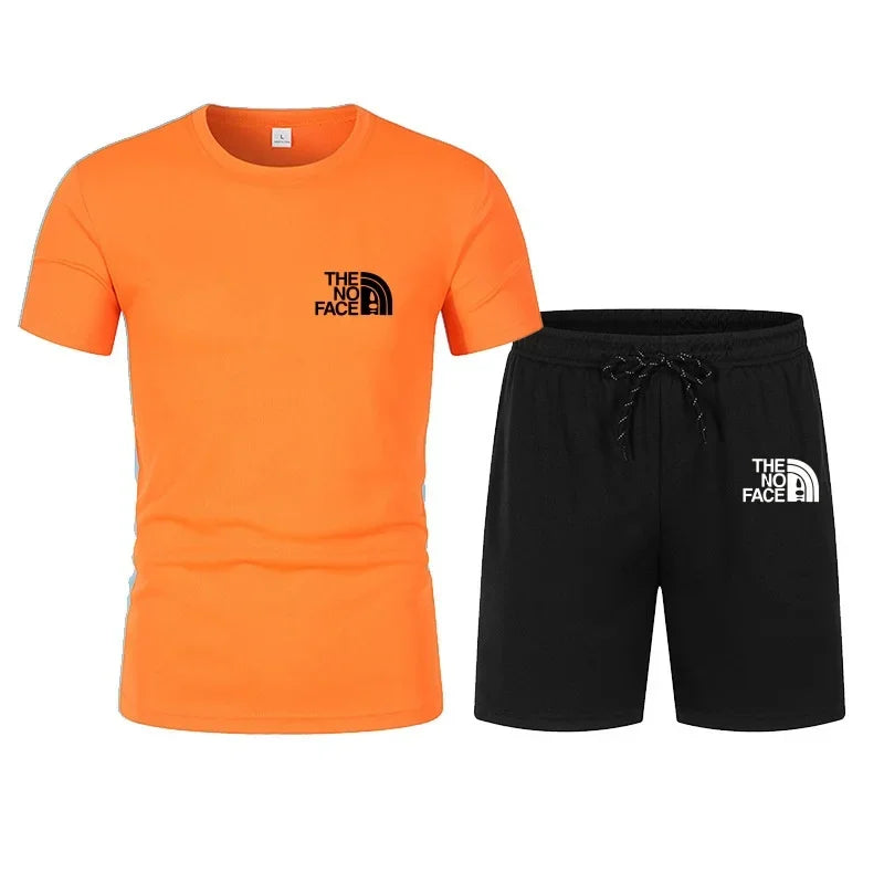 summer fashion trend casual sports two-piece set trendy men's short sleeved T-shirt+shorts set