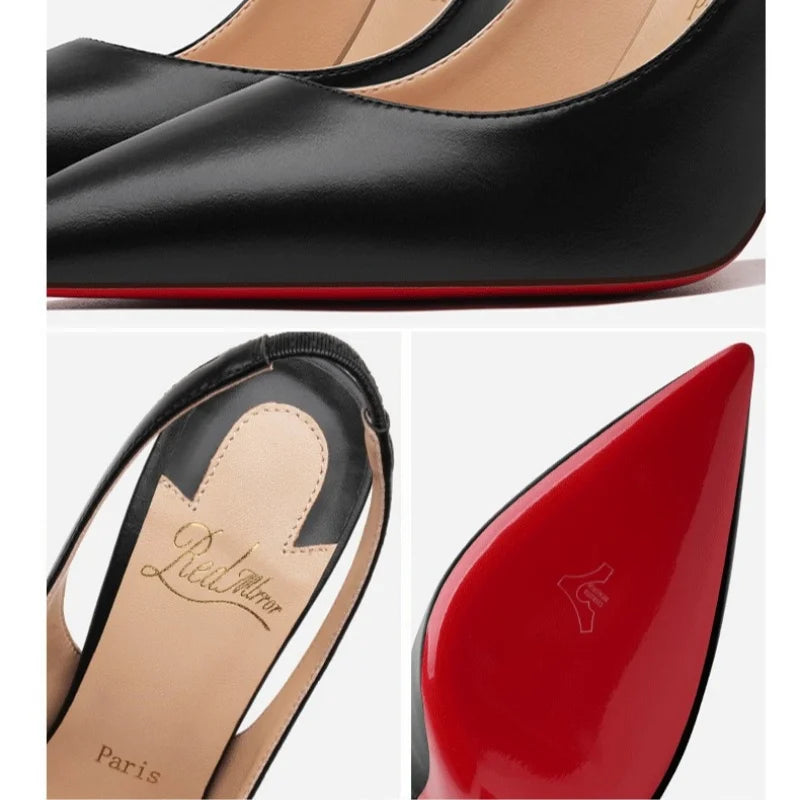 2025 Summer Woman Sandals Black Pointed toe Hollow Women's Sandals Elegant Woman Heels Luxury Designer High Quality Ladies Shoes