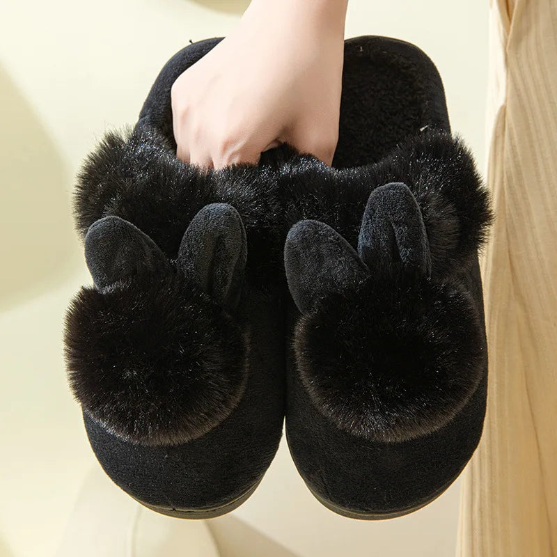 Evshine Winter Plush House Slippers For Women Cute Cartoon Indoor Fuzzy Slides Fur Lined Cotton Shoes Cozy Bedroom Furry Slipper