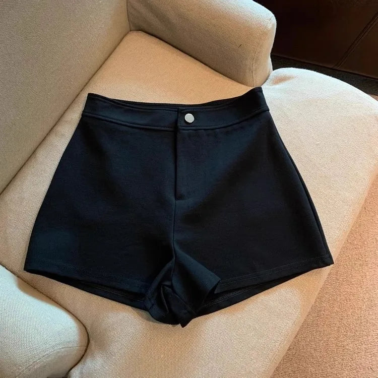 2026 Women's Summer Black Shorts, Thin Breathable High Waist Slim-fit A-line Stretchy Hot Pants for Y2K