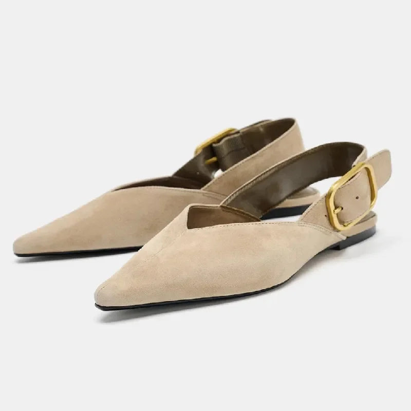 Retro Women's Shoes Fashion Pointed Tip Flat Sandals for Woman Elegant French Casual Shoes Luxury Designer Shoes Sandalias Mujer