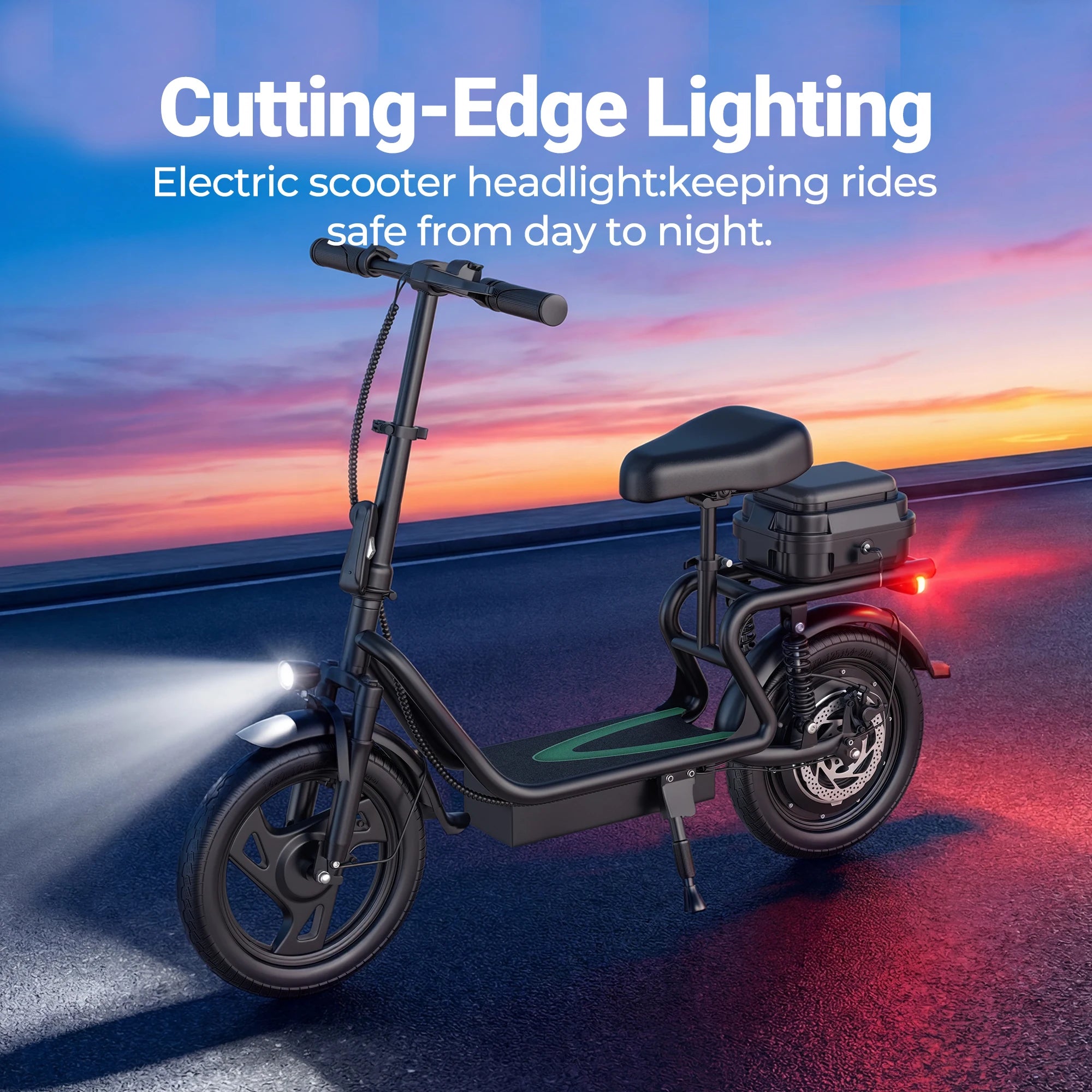 EU Stock Electric Scooter with Seat 500W 48V 15.6Ah 14Inch City Adult Commuter E Bike Max 22MPH Speed 38 Miles Range APP Control