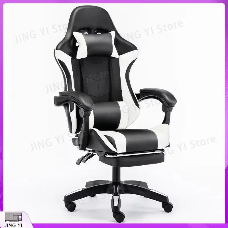 Gaming Chair Ergonomic Racing Style Computer Chair with Adjustable Height Reclining Backrest 360° Swivel PU Leather Seat for