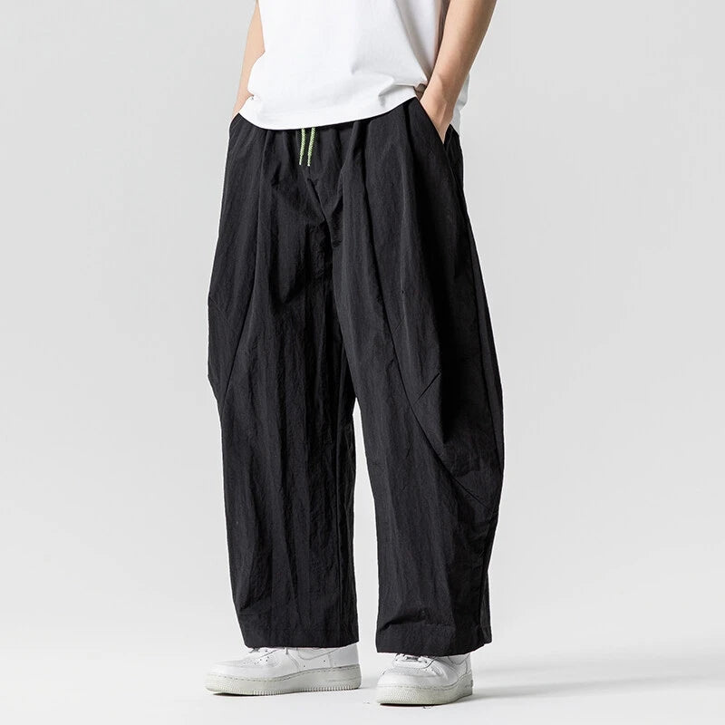 Wide Leg Pants Men and Women summer Light Thin Solid Straight Casual trousers Elastic Waist Harun Pant Loose Oversize Streetwear