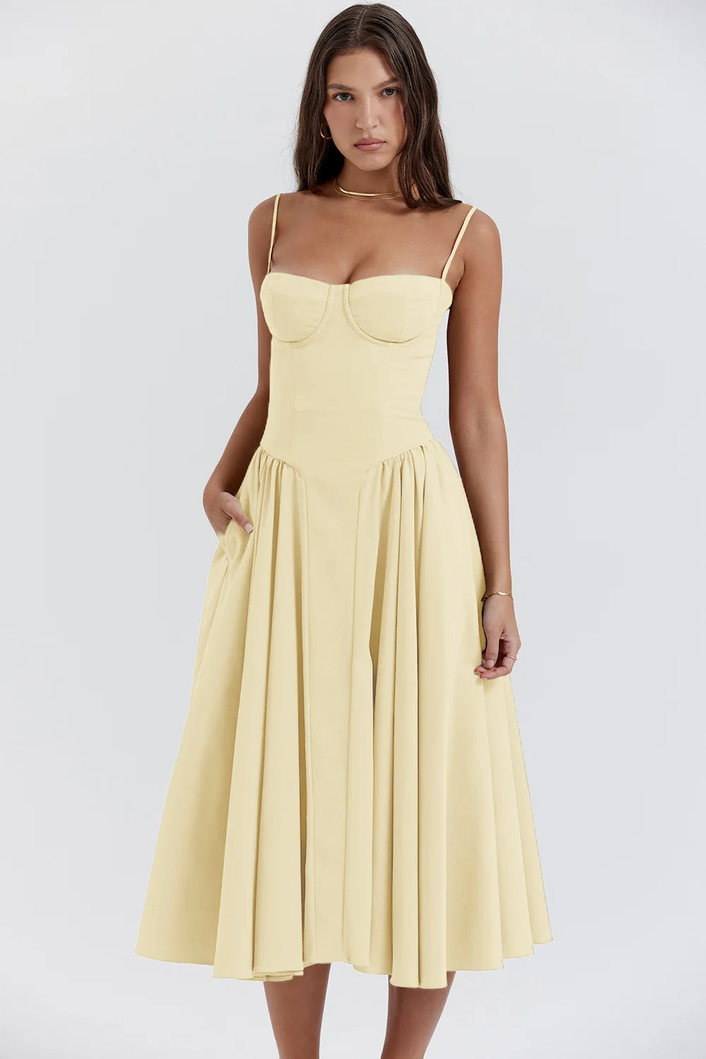 Summer Sexy Tube Top Waisted Camisole Dress Women Elegant Sleeveless Backless Pleated Female Party Evening Dresses