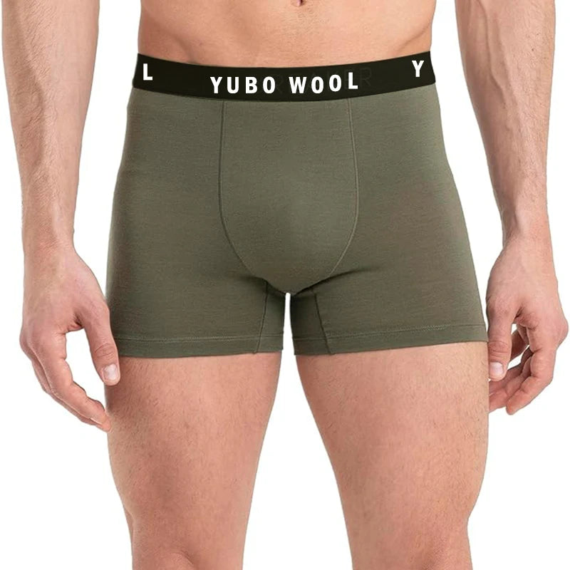 Merino Wool Boxer Briefs Men Merino Wool Underwear Base Layer Merino Boxer Brief Underpants Soft Moisture Breathable Comfy