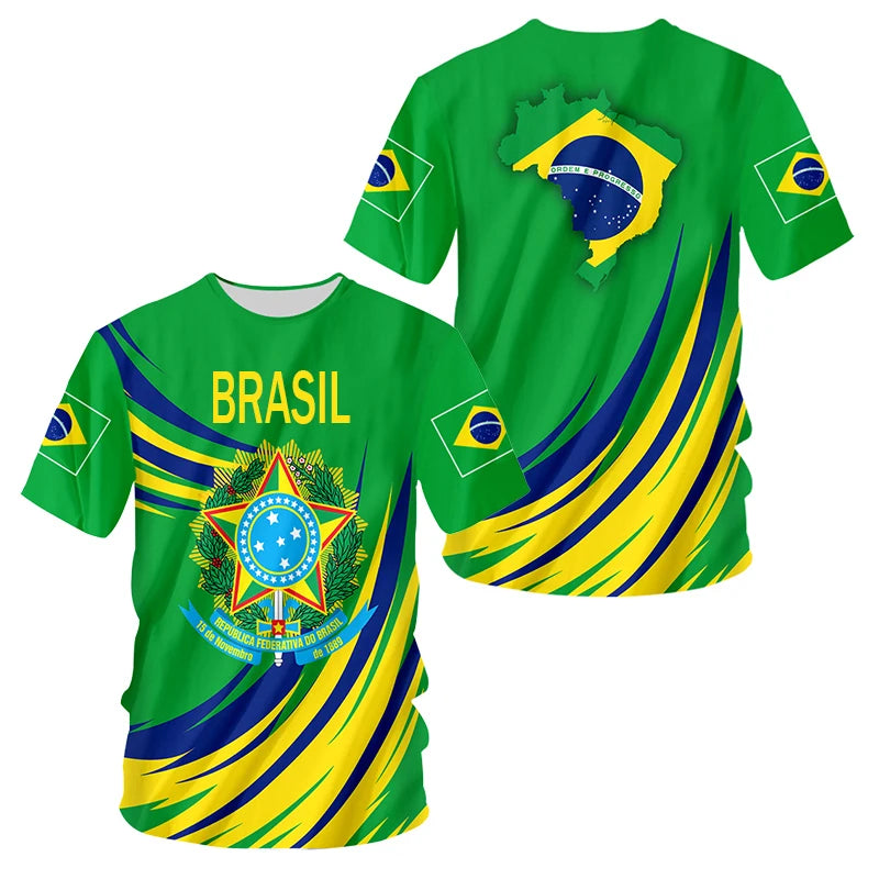 Brasil Totem Graphic T Shirt for Men 3D Printed Football Sports T-shirt Fashion Boys Streetwear Summer Quick Drying Short Sleeve