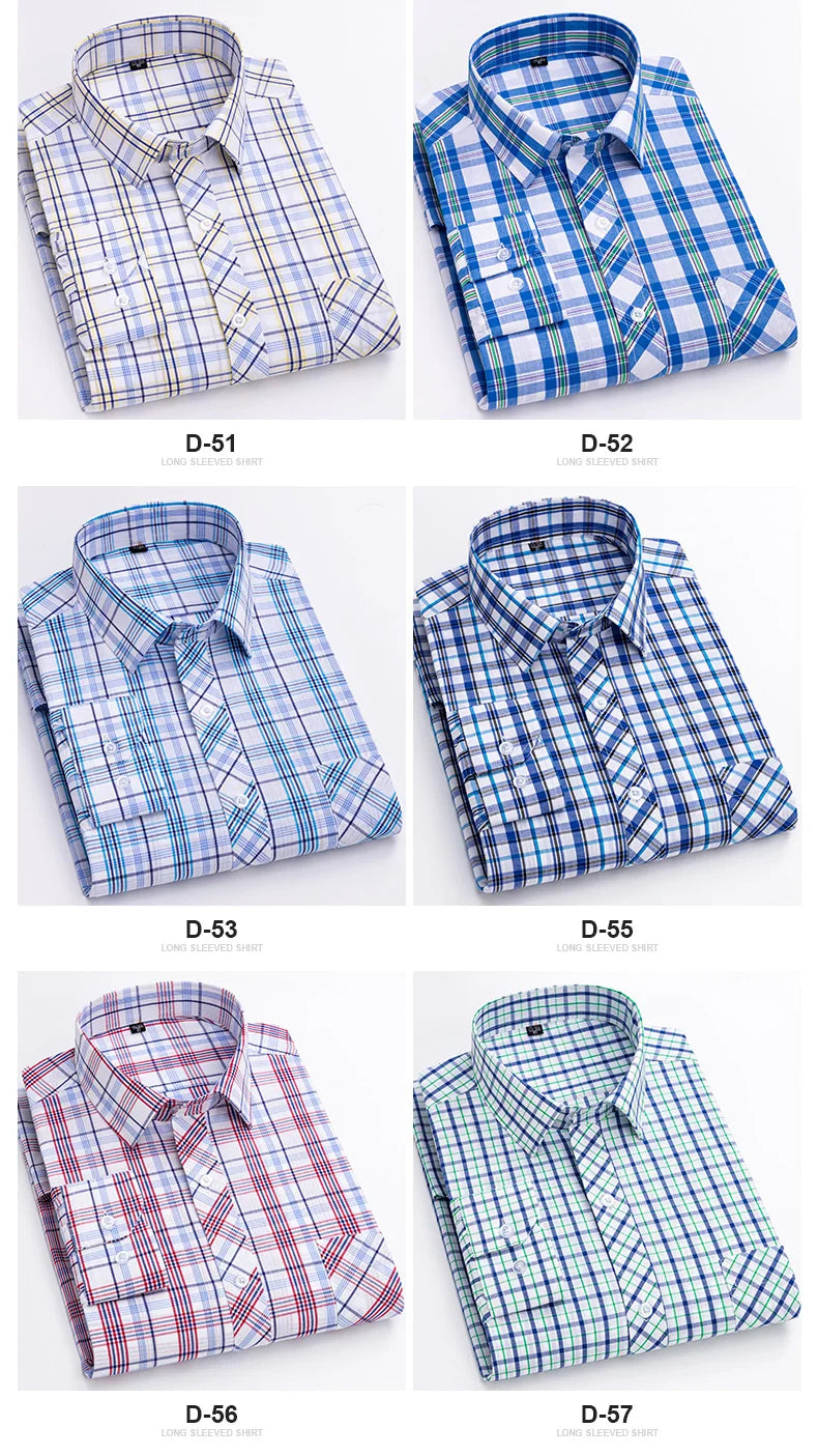 New Cotton Plaid Casual Shirts For Men Long Sleeve Fashion Print Checked Regular Fit Mens Plaid Shirts Dress Daily Clothing Soft