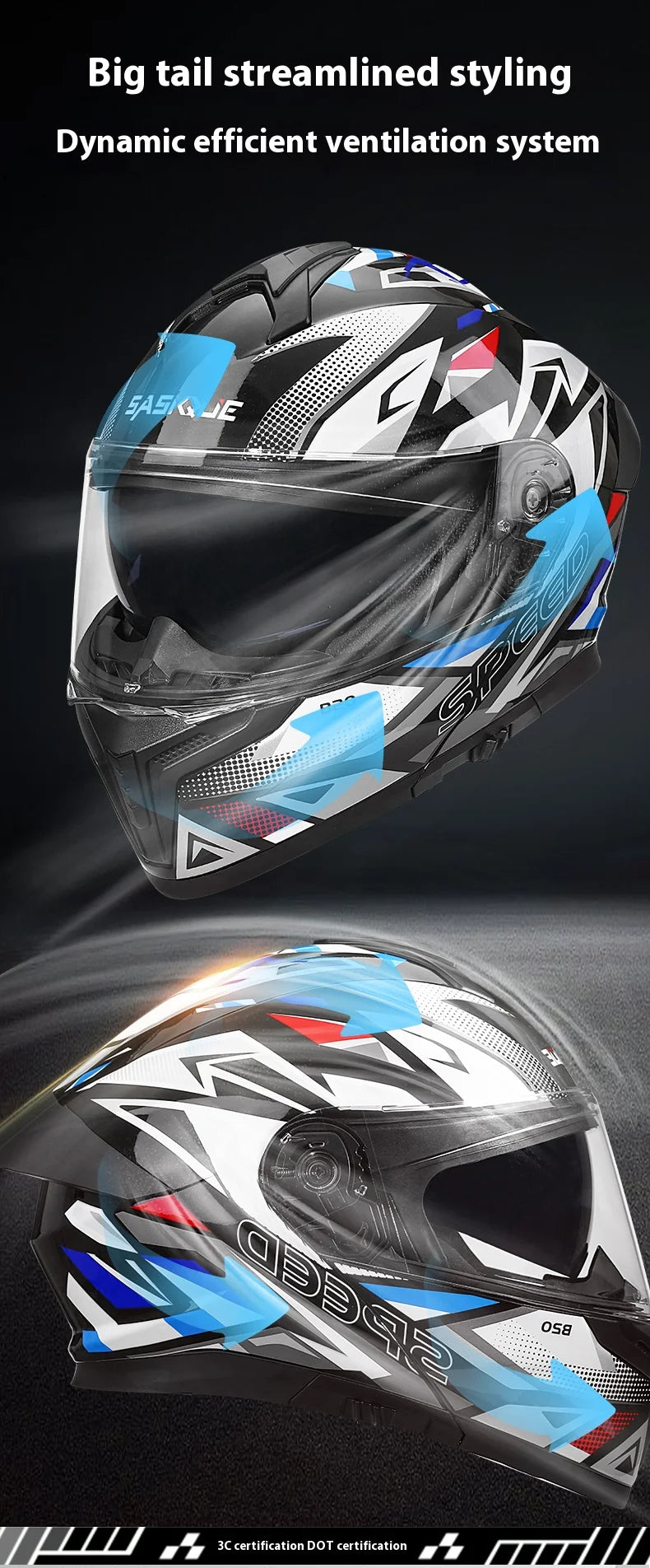 New Flip Up Motorcycle Helmet Dual Lens Sun Visor DOT Certified Bluetooth Compatible Unisex Adult Motorbike Full Face Helmet