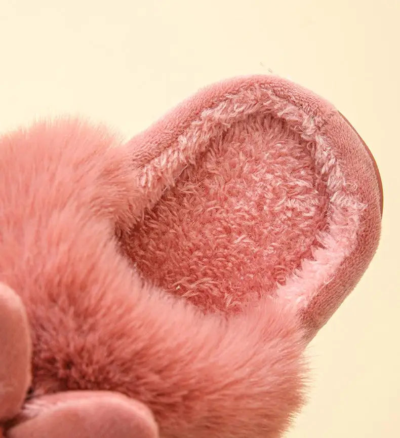 Evshine Winter Plush House Slippers For Women Cute Cartoon Indoor Fuzzy Slides Fur Lined Cotton Shoes Cozy Bedroom Furry Slipper