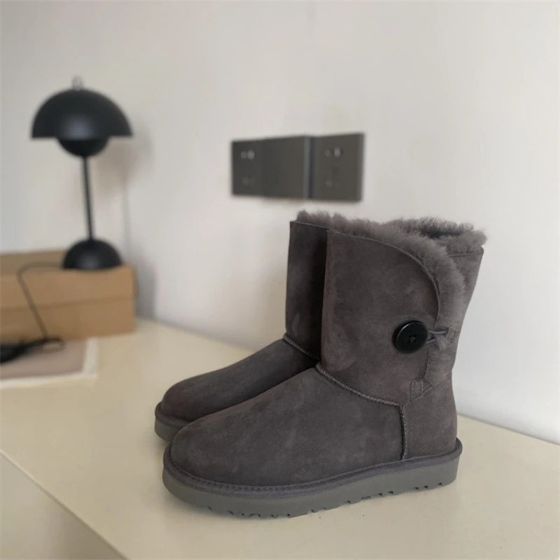 2026 New Design Winter Boots Women Super Mini Real Sheepskin Wool Comfort Warm Natural Fur Shoe Man Classic Snow Boot Size 35-44