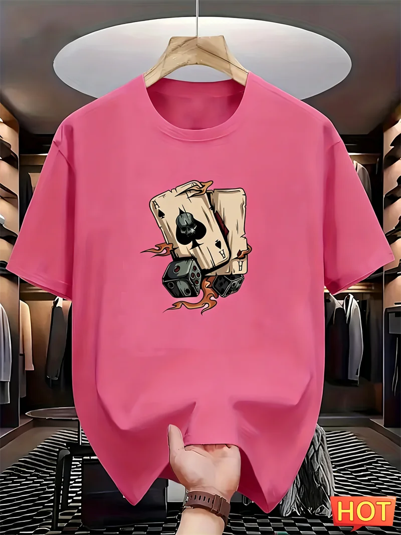 Simple Poker Dice Graphic T Shirts For Men Fashion Trendy Short Sleeve 3D Printed T-shirts Cool Oversized Streetwear Tees Tops