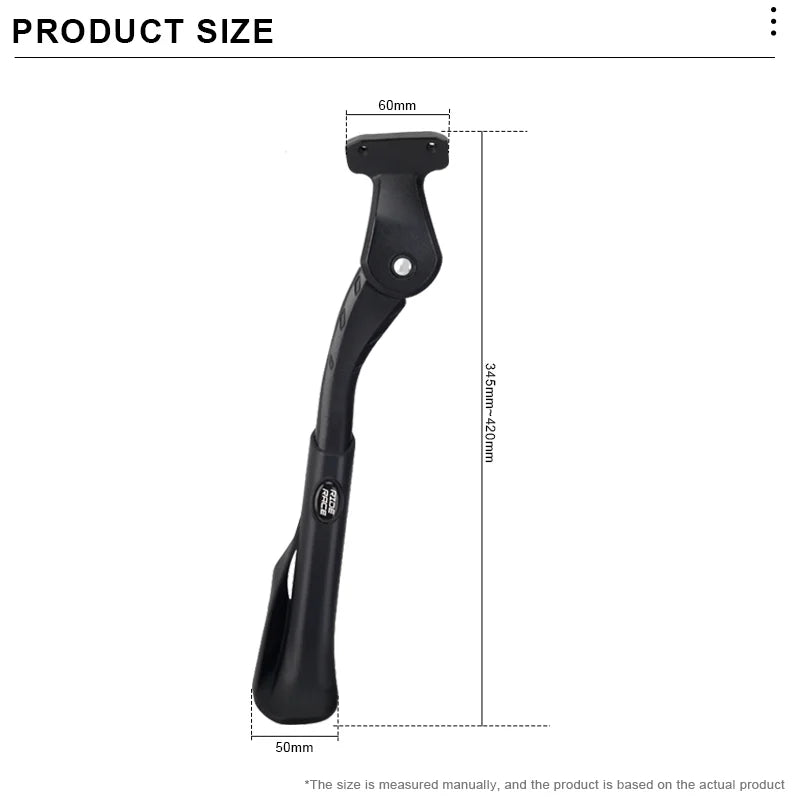 RIDERACE Bicycle Kickstand Adjustable Aluminum 24-29 Inch Mountain Bike Stay Side Rear Parking Rack Road Cycling Side Footrest