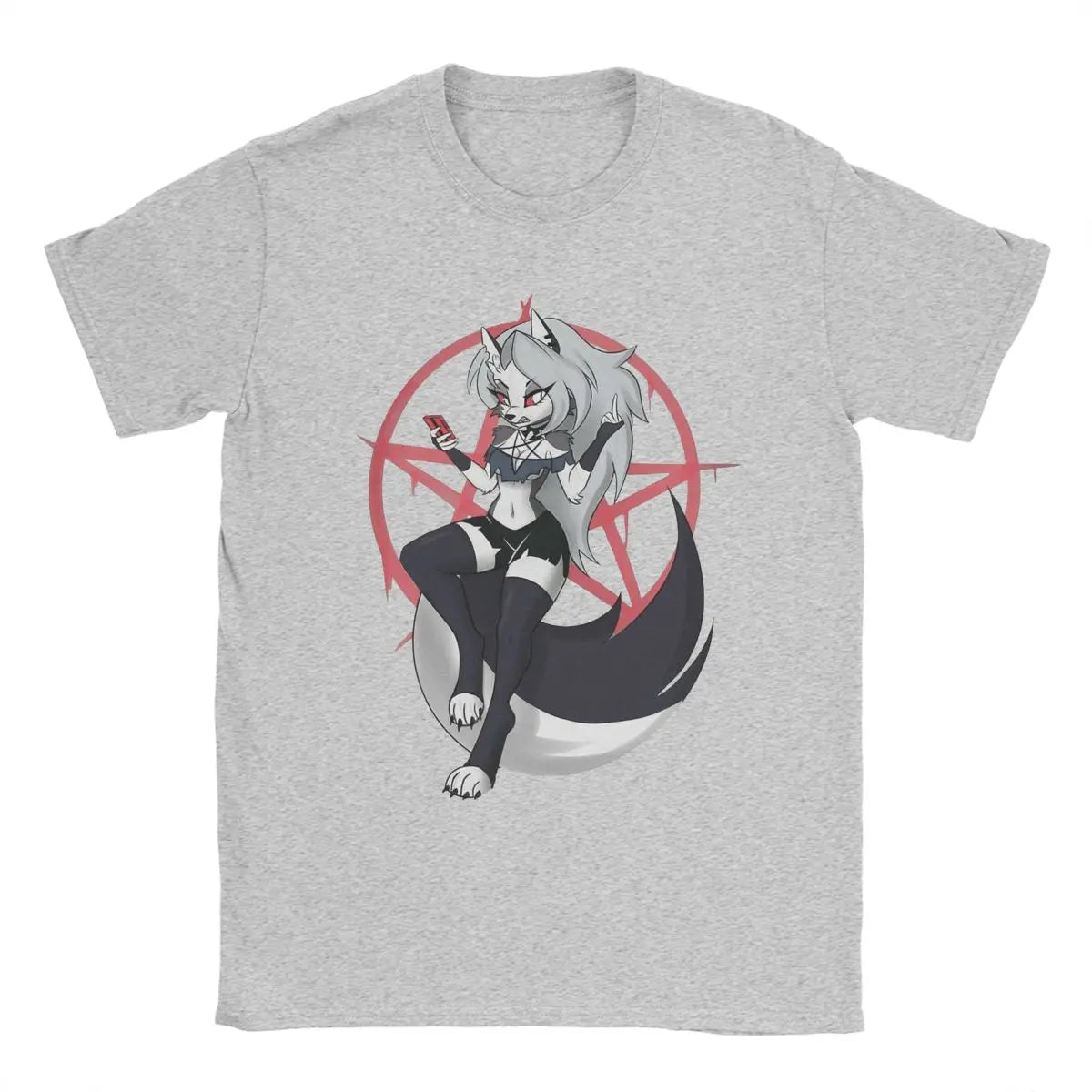 Men T-Shirts Cute Loona Funny Cotton Tee Shirt Short Sleeve Cartoon Helluva-Boss T Shirt Crewneck Clothes Gift Idea