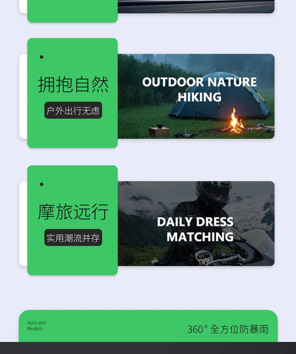 1 set Men's Motorcycle Riding Suit Raincoat Set Full Body Waterproof Outdoor Wear Adult Separate Delivery Rider Special Use