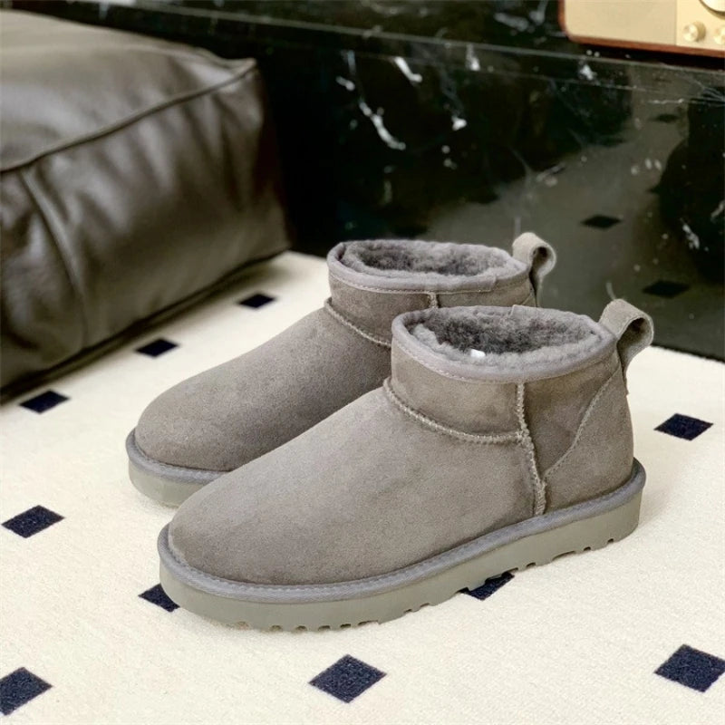2026 New Design Winter Boots Women Super Mini Real Sheepskin Wool Comfort Warm Natural Fur Shoe Man Classic Snow Boot Size 35-44