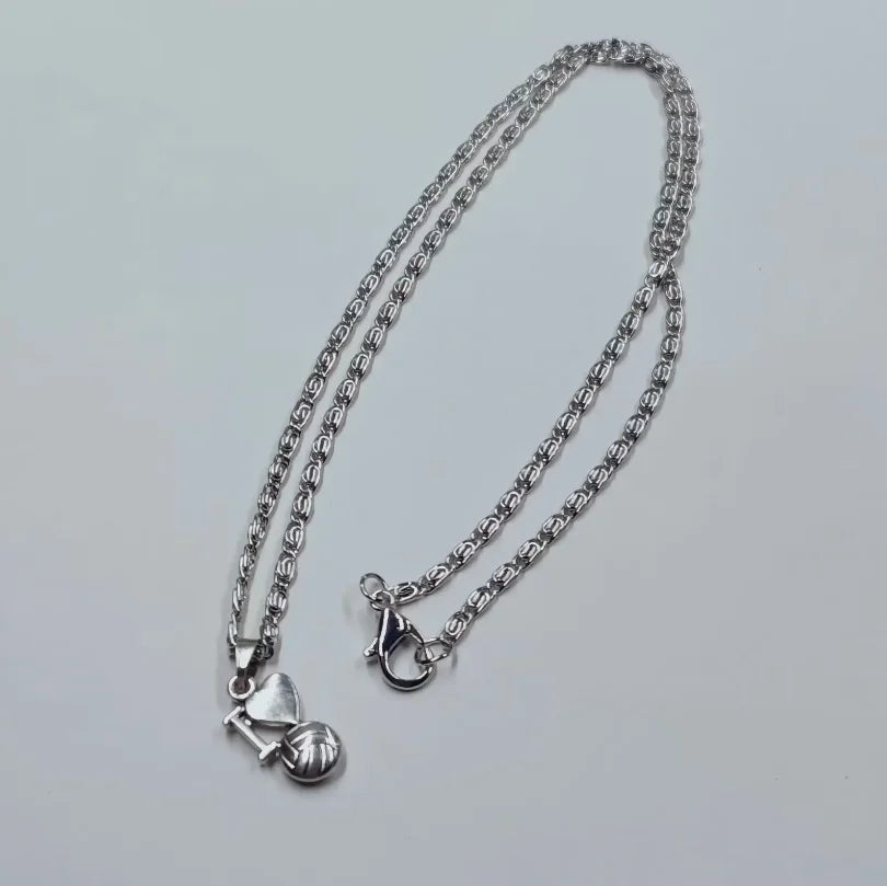 1pcs Hockey Basketball Volleyball Racquet Hat Necklace 45cm Stainless Steel Chain Women Sports Jewelry Wholesale Sales